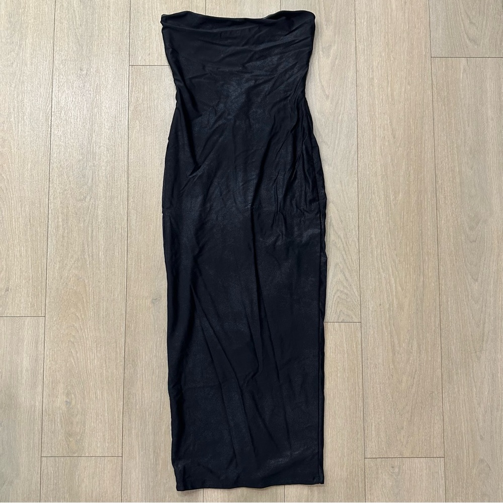 Naked Wardrobe Black Strapless Sheath Dress